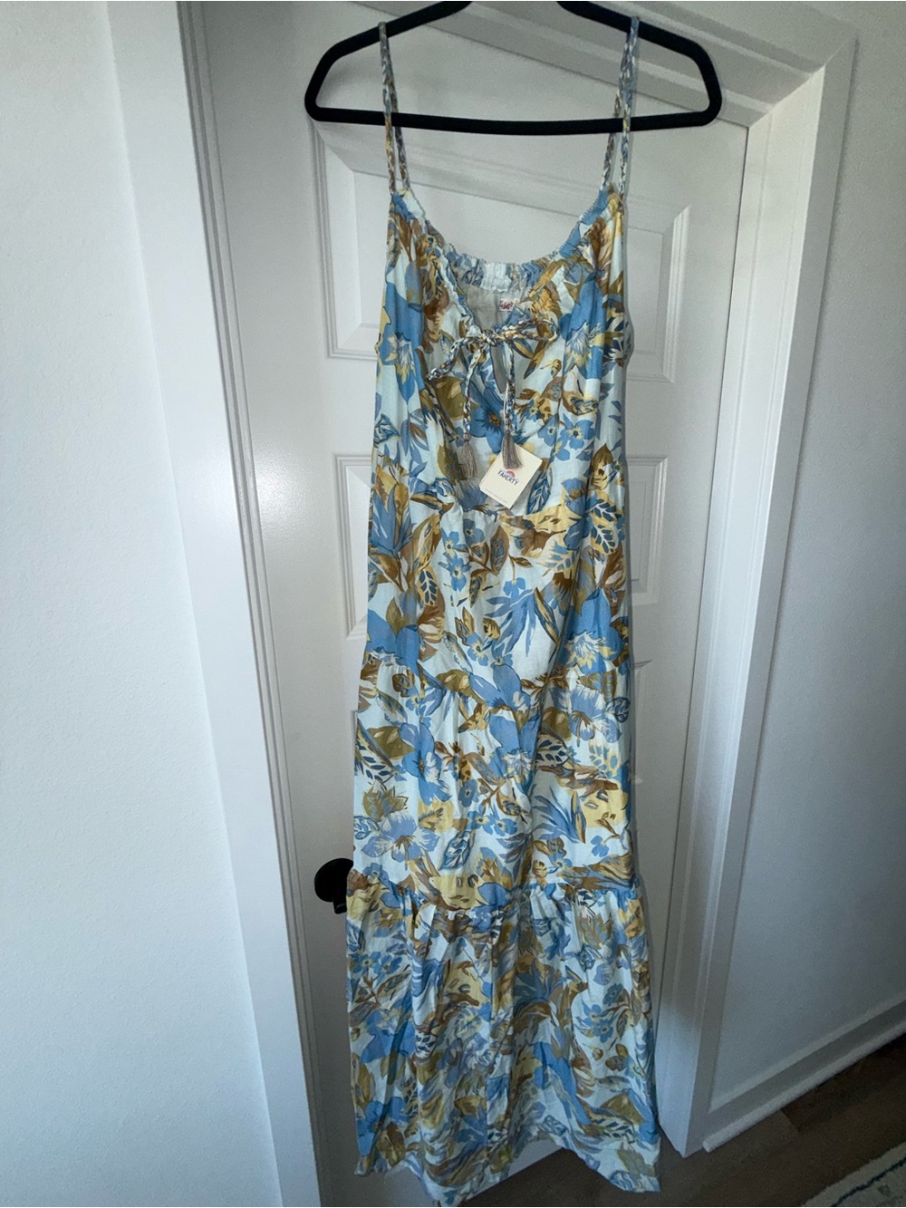 NWT Faherty Sun Chaser Tiered Maxi Sundress Paradise Blossom Floral Cotton Silk